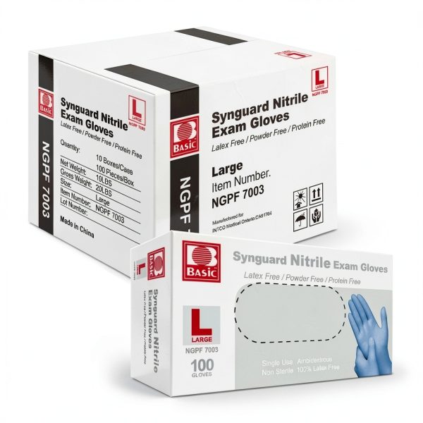 Blue Nitrile Exam Gloves INTCO Latex-Free Powder-Free Large 1000 Case-0