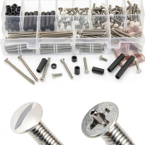 Glarks 385pcs White Wall Plate Screw Set with Nylon Spacer for-2