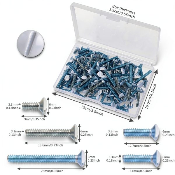 120PCS White Wall Plate Screws 6-32 Thread for Light Switch Panels 5-1