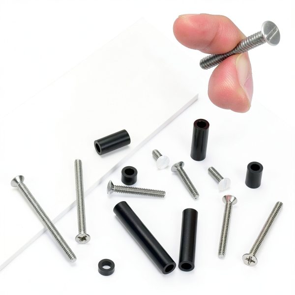 Glarks 385pcs White Wall Plate Screw Set with Nylon Spacer for-4